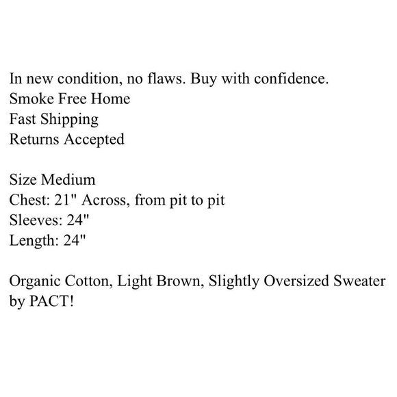 Pact 100% Organic Cotton Women’s Ribbed Fisherman Caramel Brown Sweater Size M - Picture 6 of 6